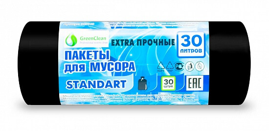 Мешки для мусора ПНД 30л 7 мкм 30 шт черные купить - цена в Нур-Султане