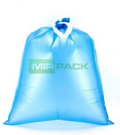 Пакеты для мусора с завязками 60 литров, 15 мкм, 10 шт. ПНД, синие, для среднетяжелого мусора прямое дно + ленты для затягивания - Вид 4