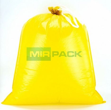 Пакеты для мусора с завязками 35 л, 15 мкм, 15 шт, ПНД, желтые, с ручками - Вид 4