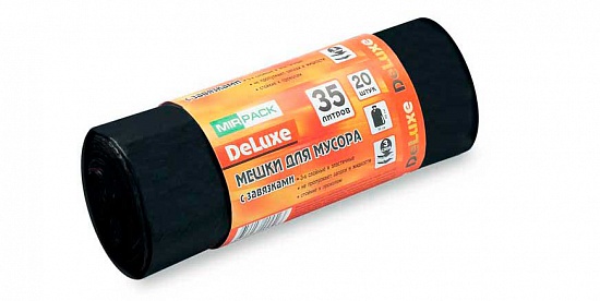 Мешки для мусора 35 л с завязками, 30 мкм, 20 шт. ПСД, 3 слоя, особопрочные, черные - Вид 2