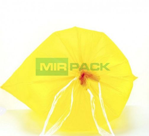 Мешки для мусора с завязками 120 л, 15 мкм, 10 шт, ПНД, желтые - Вид 2