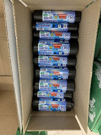 Мешки для мусора 30 л 7 мкм , черные GreenClean (ПНД, в рулоне 30 шт, 50х60 см) - Вид 2