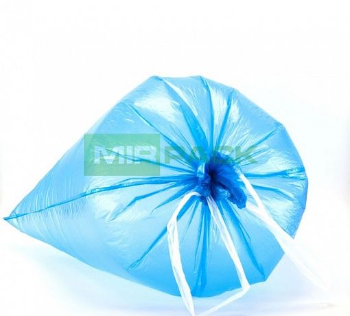 Пакеты для мусора с завязками 35л, 15 мкм, 15 шт, ПНД, синие, с ручками - Вид 3